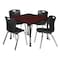 Regency Tables > Height Adjustable > Square Mobile Table & Chair Sets, 36 W, 36 L, 23-34 H, Mahogany TB3636MHAPCBK40BK - alternate 1